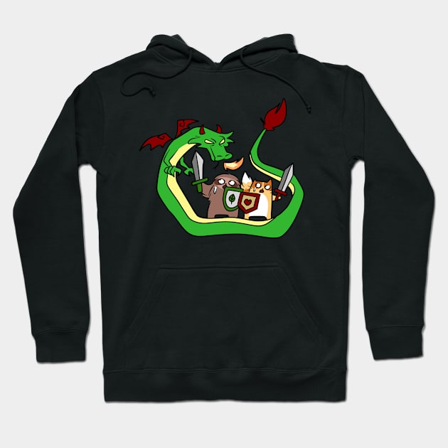 Sloth and Cat Dragon Slayers Hoodie by saradaboru